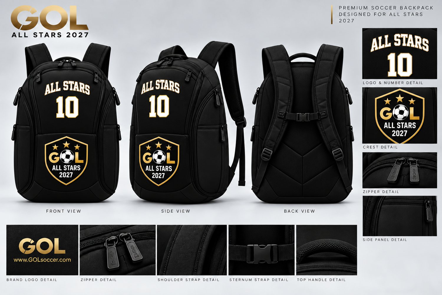 GOL 2027 All Star team backpack design board